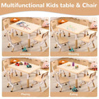 Table et 4 chaises ajustables pour enfants – Bureau multi-activités antidérapant et résistant aux graffitis pour [activités] – Âges