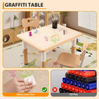 Table et 4 chaises ajustables pour enfants – Bureau multi-activités antidérapant et résistant aux graffitis pour [activités] – Âges