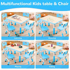 Table et 4 chaises ajustables pour enfants – Bureau multi-activités antidérapant et résistant aux graffitis pour [activités] – Âges