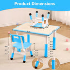 Table et 4 chaises ajustables pour enfants – Bureau multi-activités antidérapant et résistant aux graffitis pour [activités] – Âges