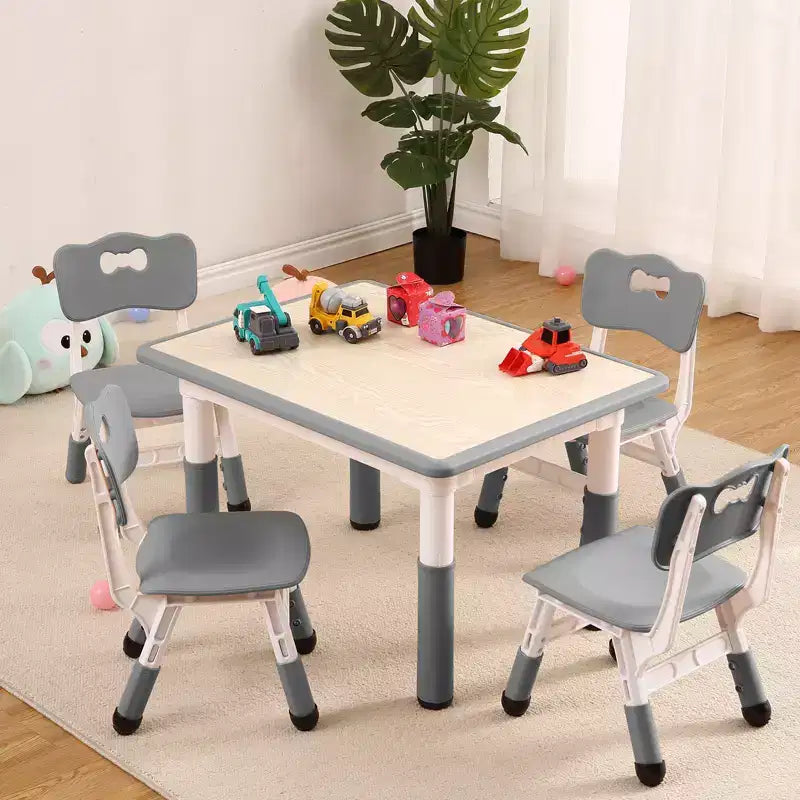 Table et 4 chaises ajustables pour enfants – Bureau multi-activités antidérapant et résistant aux graffitis pour [activités] – Âges