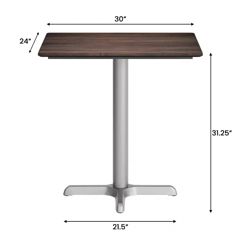 Plateau de table d'intérieur/extérieur Flash Furniture Acadia avec technologie HPL TopGuard et base de table de bistro en fonte