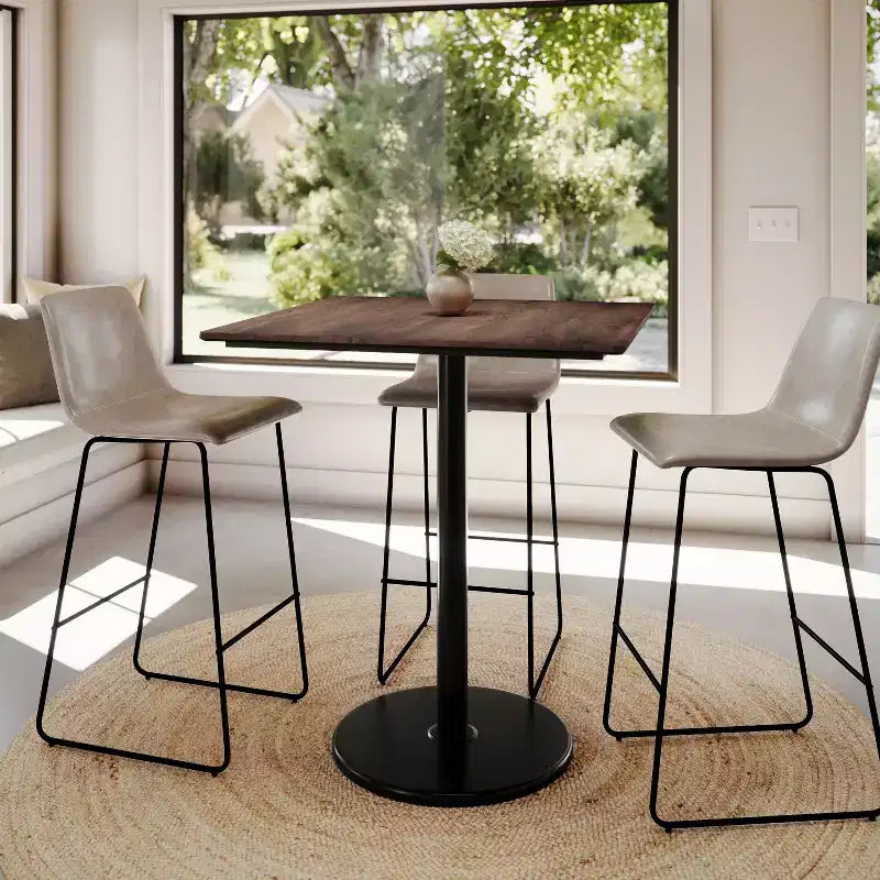 Plateau de table Flash Furniture Acadia avec technologie HPL TopGuard et base hauteur bar