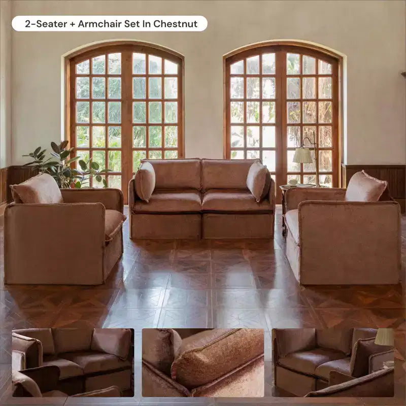 Canapé d'angle modulable lavable Anabei à 4 places en U | Assise Memorix+ et coussin profilé