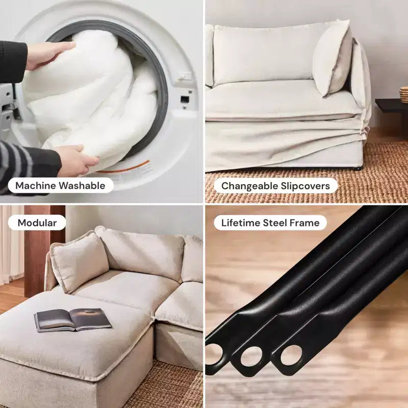 Canapé d'angle modulable lavable Anabei à 4 places en U | Assise Memorix+ et coussin profilé