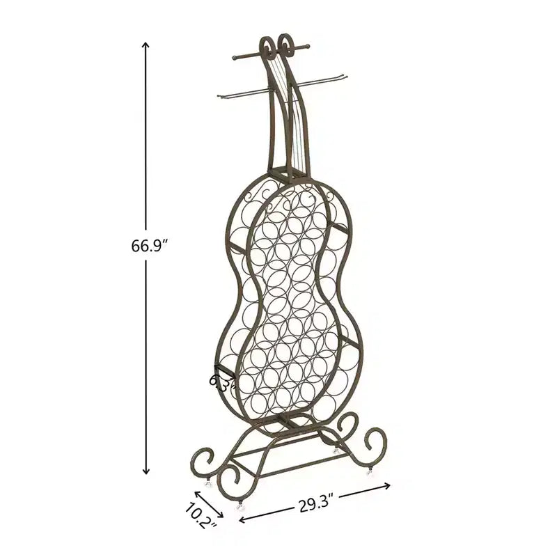 Support à vin en forme de violoncelle, 32 bouteilles, support à vin autoportant avec rangement pour bouteilles, rangement à vin pour spiritueux et vins, organiseur pour la cuisine