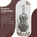 Support à vin en forme de violoncelle, 32 bouteilles, support à vin autoportant avec rangement pour bouteilles, rangement à vin pour spiritueux et vins, organiseur pour la cuisine