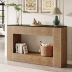 Console moderne Lantine, table d'entrée en bois de 140 cm avec rangement, table de canapé étroite et longue derrière le canapé pour salon, hall d'entrée, couloir