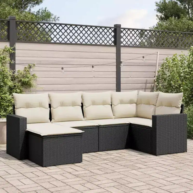 vidaXL Ensemble de canapés de jardin noir, blanc crème