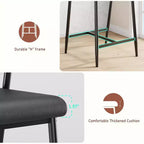 Tabourets de bar (lot de 2) avec accoudoirs, tabourets de bar de 66 cm de hauteur de comptoir avec repose-pieds et dossier en bois, ensemble de tabourets de bar en métal avec large assise rembourrée