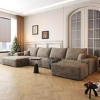Canapé sectionnel en U rembourré en velours côtelé modulaire moderne GDFStudio Ambur 135
