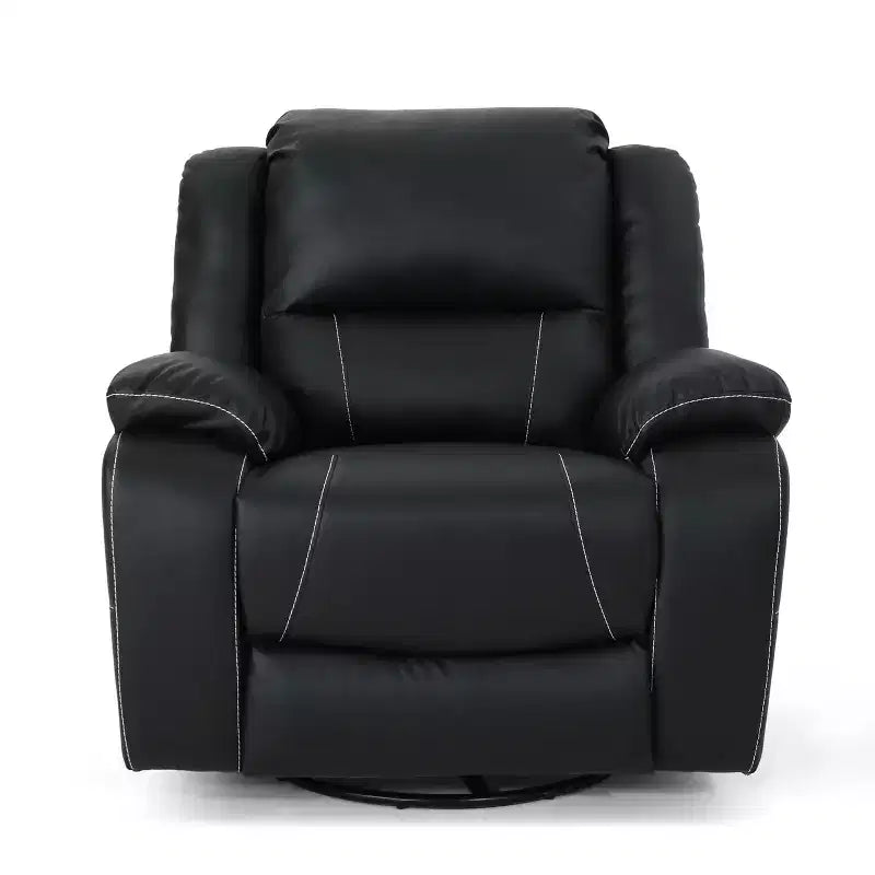 Fauteuil inclinable pivotant à 360 degrés GDFStudio Nony, en métal et bois avec revêtement en similicuir
