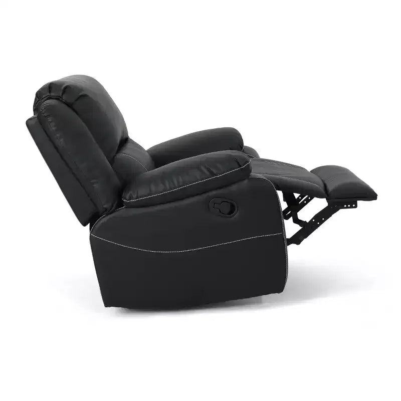 Fauteuil inclinable pivotant à 360 degrés GDFStudio Nony, en métal et bois avec revêtement en similicuir