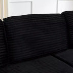 Canapé d'angle modulable en velours côtelé noir, convertible pour salon