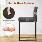 Lot de 2 tabourets de bar à hauteur de comptoir en cuir PU avec dossier, cadre métallique de 61 cm, repose-pieds, siège rembourré confortable pour îlot de cuisine, bar à domicile.