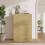 31''Tall Rattan Dresser, 5 Drawer Dresser for Bedroom, Dressers & Chests of Drawers, Modern Chest of Drawers for Bedroom, Living Room, Hallway