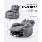Fauteuil inclinable manuel en cuir surdimensionné, siège inclinable classique avec soutien lombaire et accoudoirs, pour salon, chambre à coucher, chambre de bébé, fauteuil de cinéma maison