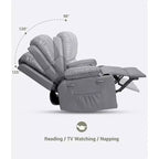Fauteuil inclinable manuel en cuir surdimensionné, siège inclinable classique avec soutien lombaire et accoudoirs, pour salon, chambre à coucher, chambre de bébé, fauteuil de cinéma maison