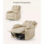 Fauteuil inclinable manuel en cuir surdimensionné, siège inclinable classique avec soutien lombaire et accoudoirs, pour salon, chambre à coucher, chambre de bébé, fauteuil de cinéma maison