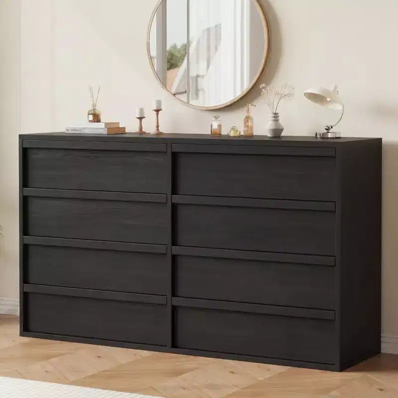 8 Drawer Dresser for Bedroom, 54in Wide Natural Oak 8 Chest of Drawers with Large Storage, Wooden Dresser Organizer for Living Room,Entryway,Nursery