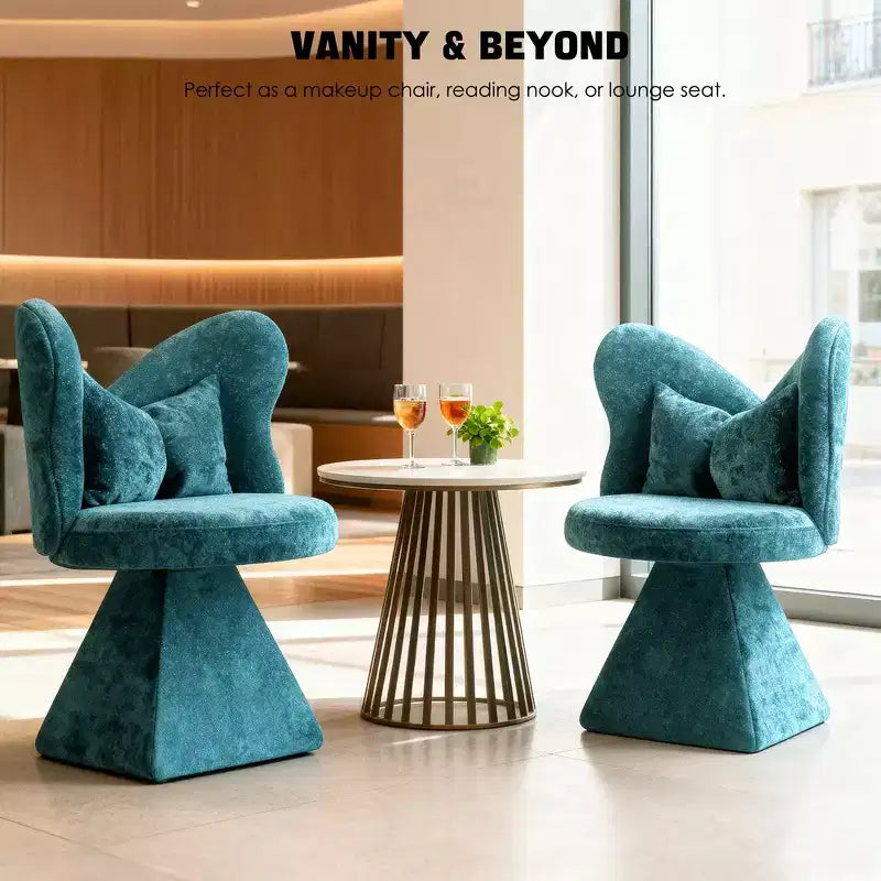 Chaise de vanité élégante Whisen avec dossier papillon, Chaise de coiffeuse moderne, Tabouret de maquillage, Chaise pivotante d'appoint, Chaises de salle à manger