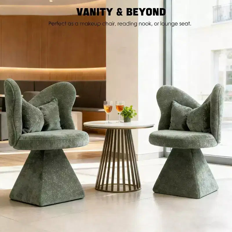 Chaise de vanité élégante Whisen avec dossier papillon, Chaise de coiffeuse moderne, Tabouret de maquillage, Chaise pivotante d'appoint, Chaises de salle à manger