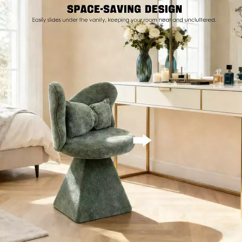Chaise de vanité élégante Whisen avec dossier papillon, Chaise de coiffeuse moderne, Tabouret de maquillage, Chaise pivotante d'appoint, Chaises de salle à manger