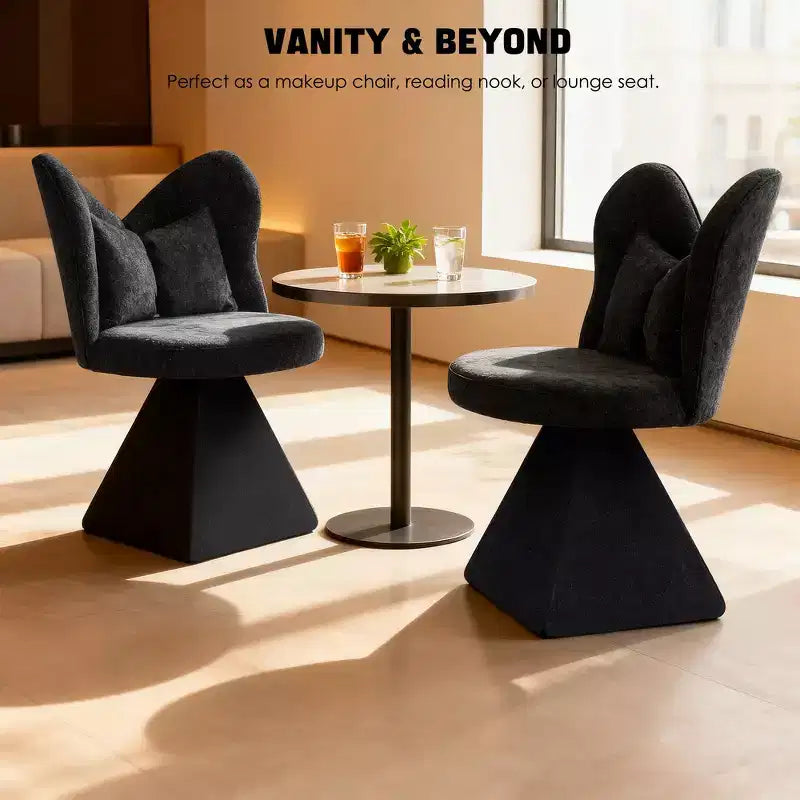 Chaise de vanité élégante Whisen avec dossier papillon, Chaise de coiffeuse moderne, Tabouret de maquillage, Chaise pivotante d'appoint, Chaises de salle à manger