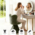 Chaise de vanité élégante Whisen avec dossier papillon, Chaise de coiffeuse moderne, Tabouret de maquillage, Chaise pivotante d'appoint, Chaises de salle à manger
