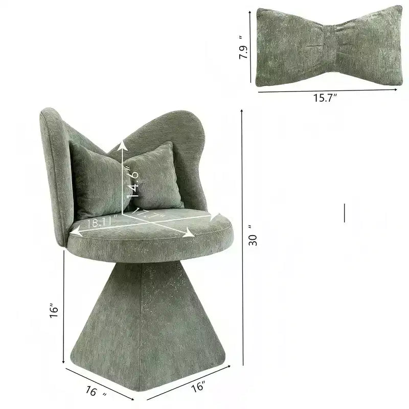 Chaise de vanité élégante Whisen avec dossier papillon, Chaise de coiffeuse moderne, Tabouret de maquillage, Chaise pivotante d'appoint, Chaises de salle à manger