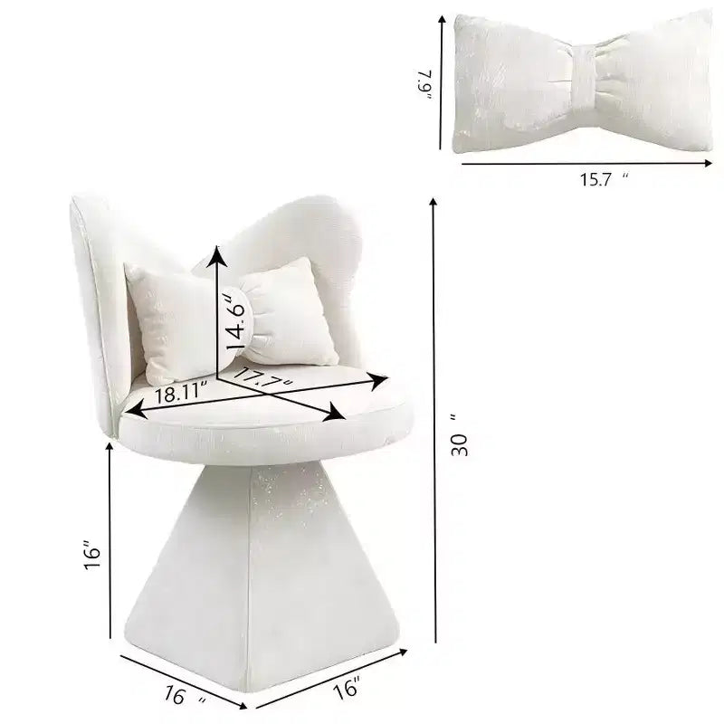 Chaise de vanité élégante Whisen avec dossier papillon, Chaise de coiffeuse moderne, Tabouret de maquillage, Chaise pivotante d'appoint, Chaises de salle à manger