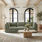Canapé modulable Morden Fort 356 cm avec pouf de rangement, canapé en U avec assise profonde de 56 cm, canapé d'angle moderne en chenille pour salon