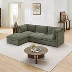 Canapé modulable Morden Fort 356 cm avec pouf de rangement, canapé en U avec assise profonde de 56 cm, canapé d'angle moderne en chenille pour salon