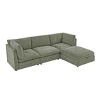 Canapé modulable Morden Fort 356 cm avec pouf de rangement, canapé en U avec assise profonde de 56 cm, canapé d'angle moderne en chenille pour salon
