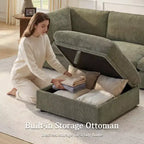 Canapé modulable Morden Fort 356 cm avec pouf de rangement, canapé en U avec assise profonde de 56 cm, canapé d'angle moderne en chenille pour salon