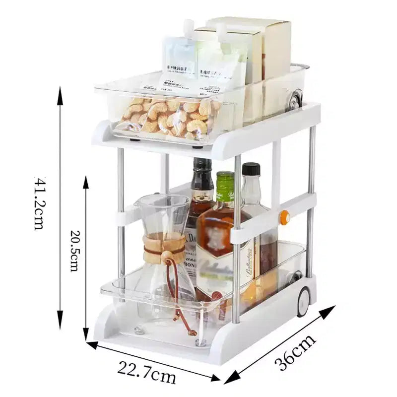 Organisateur sous évier à 2 niveaux, étagères de rangement coulissantes à hauteur réglable, blanc de luxe léger avec poulies et séparateurs