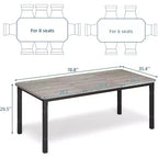 Table à manger longue industrielle pour 6-8 personnes, table de cuisine rectangulaire en bois avec cadre métallique robuste, style ferme moderne pour salle à manger et cuisine.