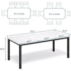 Table à manger longue industrielle pour 6-8 personnes, table de cuisine rectangulaire en bois avec cadre métallique robuste, style ferme moderne pour salle à manger et cuisine.