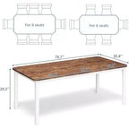 Table à manger longue industrielle pour 6-8 personnes, table de cuisine rectangulaire en bois avec cadre métallique robuste, style ferme moderne pour salle à manger et cuisine.