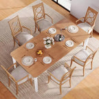 Table à manger longue industrielle pour 6-8 personnes, table de cuisine rectangulaire en bois avec cadre métallique robuste, style ferme moderne pour salle à manger et cuisine.