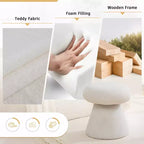 GDFStudio Becka Pouf Ottoman Pivotant en Tissu Teddy en Forme de Champignon avec Cadre en Bois