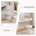GDFStudio Becka Pouf Ottoman Pivotant en Tissu Teddy en Forme de Champignon avec Cadre en Bois