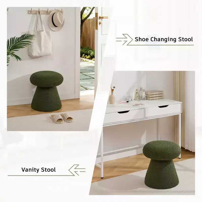 GDFStudio Becka Pouf Ottoman Pivotant en Tissu Teddy en Forme de Champignon avec Cadre en Bois