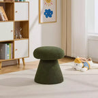 GDFStudio Becka Teddy Fabric Mushroom Shaped Swivel Ottoman Footstool with Wooden Frame