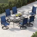 Ensemble de 2 chaises de jardin coulissantes. Chaises de salle à manger en textilène avec cadre en métal noir. Mobilier d'extérieur toutes saisons à dossier haut pour terrasse et véranda. Marron.