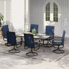 Ensemble de 2 chaises de jardin coulissantes. Chaises de salle à manger en textilène avec cadre en métal noir. Mobilier d'extérieur toutes saisons à dossier haut pour terrasse et véranda. Marron.