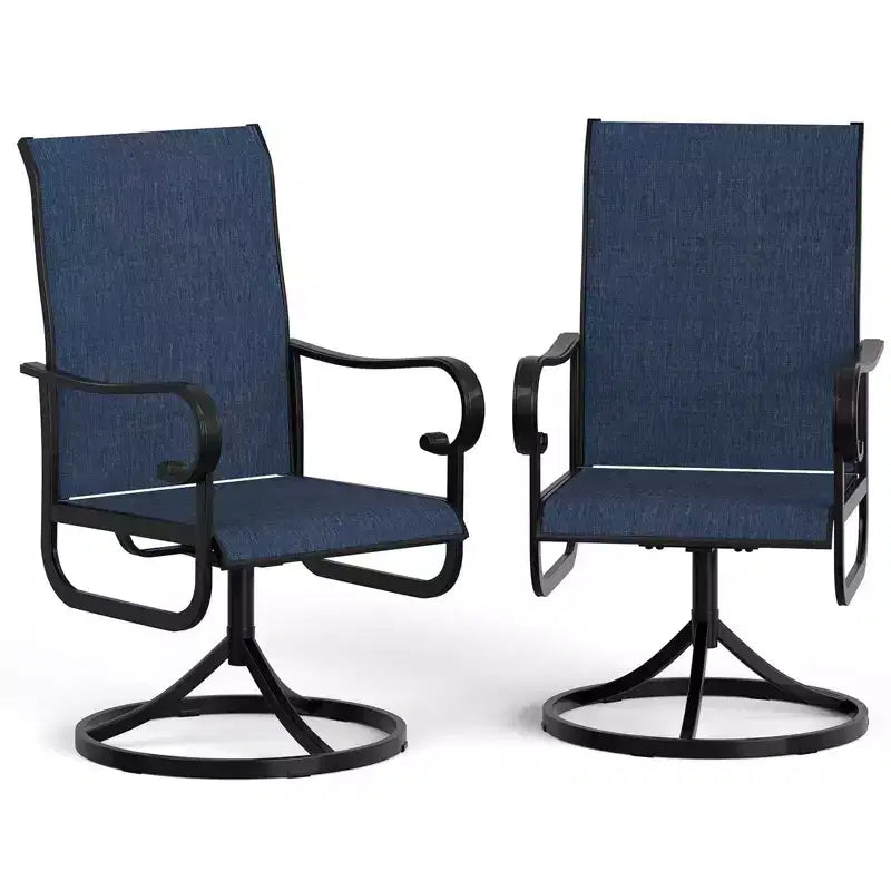 Outdoor Glider Rocker Patio Chairs Set of 2. Black Metal Frame Textilene Dining Chairs. All Weather High Back Outside Furniture for Yard Porch. Brown