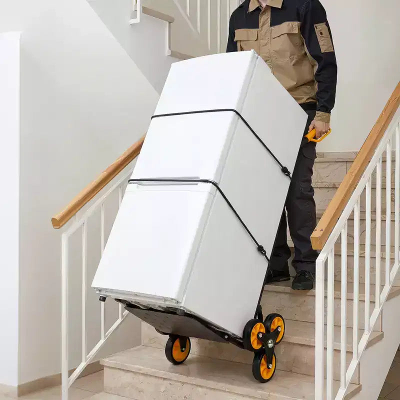 Chariot de montée d'escalier VEVOR, capacité de montée de 200 kg, chariot pliant robuste avec poignée télescopique, noir+orange