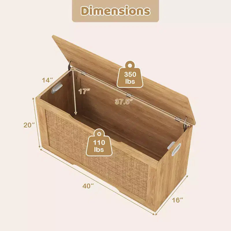 Banc de rangement pour enfants Costway, coffre à jouets de 40" avec couvercle à charnière, 2 charnières métalliques et poignées latérales