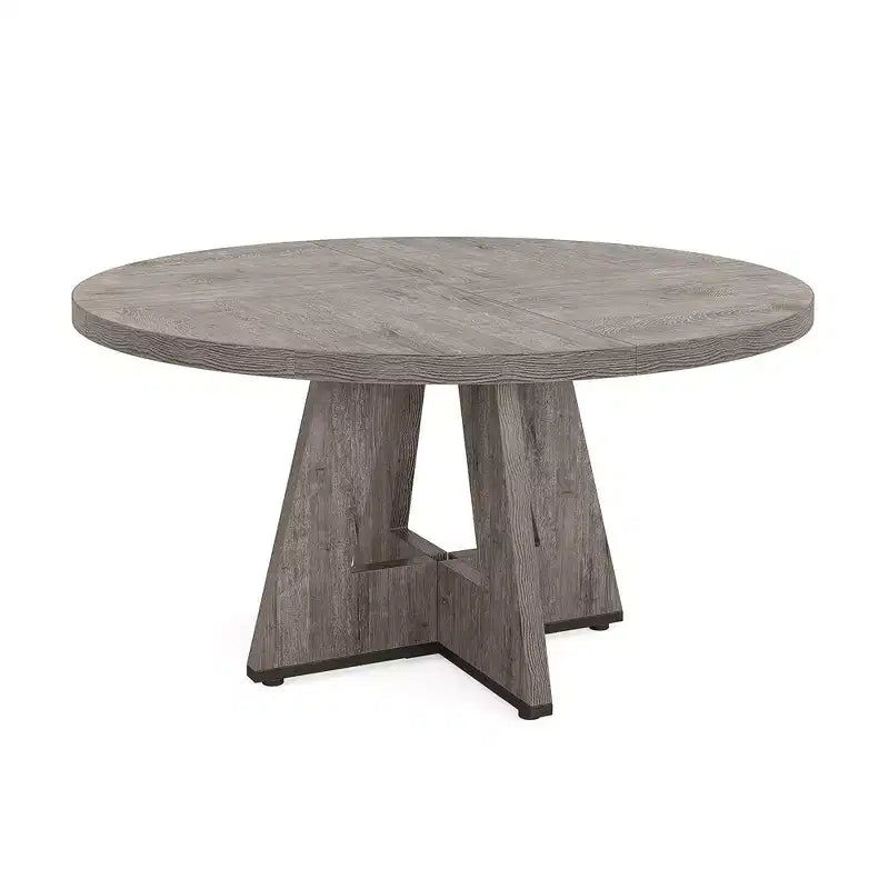 Table de salle à manger de ferme ronde MAYEERTY 47 pouces, table de cuisine rustique 4 places avec cadre en métal et plateau en MDF